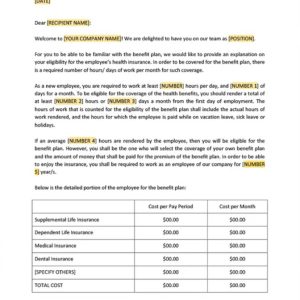 Employee Benefit Plan Explanation Letter Template