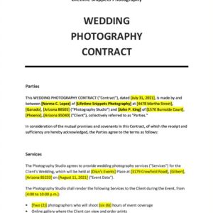 Wedding Photography Contract Template