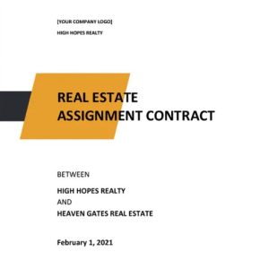 Real Estate Assignment Contract Template