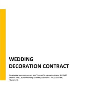 Wedding Decoration Contract Template