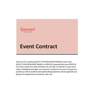 Restaurant Event Contract Template
