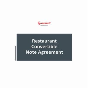 Restaurant Convertible Note Agreement Template
