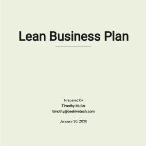 Free Sample Lean Business Plan Template