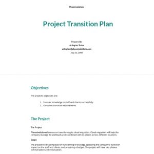 Free Sample Project Transition Plan Template