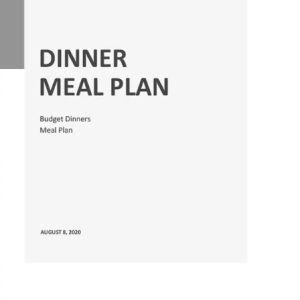 Dinner Meal Plan Template
