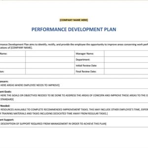 Performance Development Plan Template