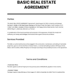 Free Basic Real Estate Agreement Template