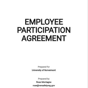 Free Employee Participation Agreement Template