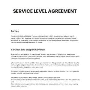 Service Level Agreement Template