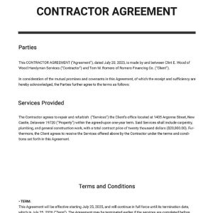 Contractor Agreement Template