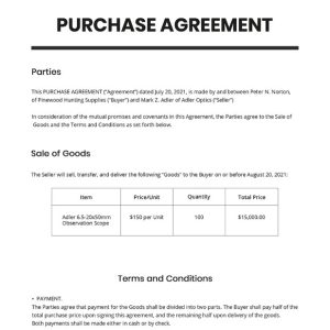 Purchase Agreement Template