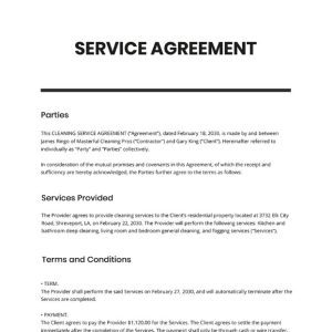 Cleaning Company Service Agreement Template