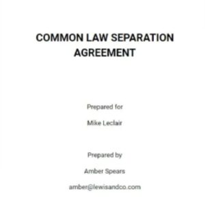 Common Law Separation Agreement Template