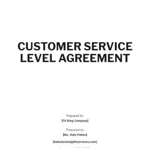 Customer Service Level Agreement Template