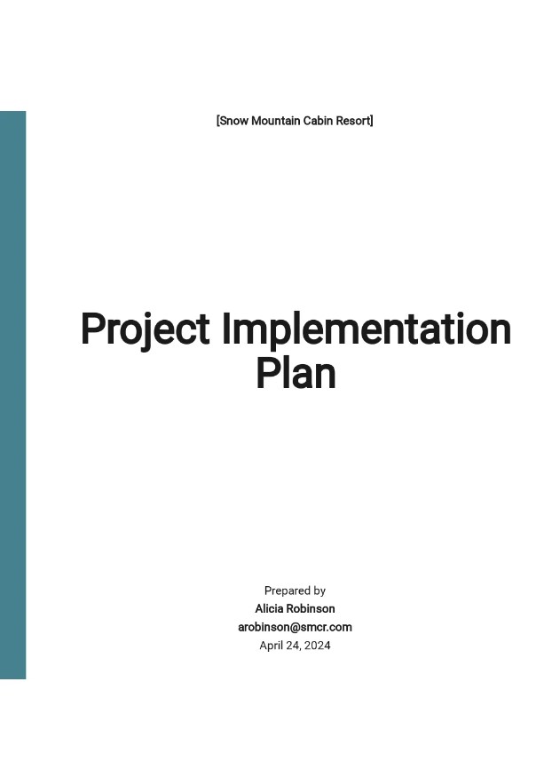 Sample Project Implementation Plan Template