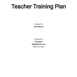 Teacher Training Plan Template