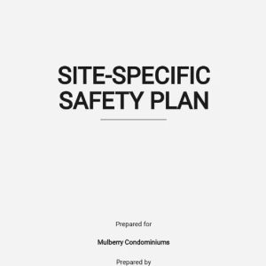 Blank Site Specific Safety Plan Template