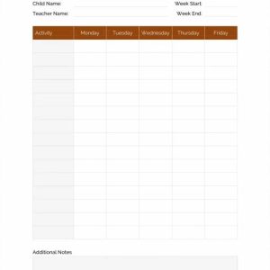 Toddler Weekly Lesson Plan Template