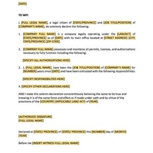 Solemn Declaration Template