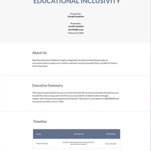 Sample School Project Proposal Template