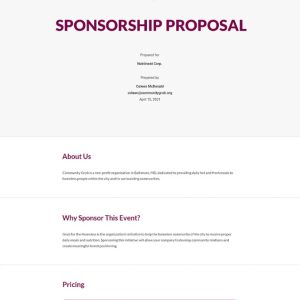 Printable Sponsorship Proposal Template