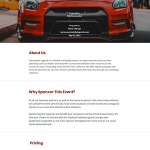 Automotive Sponsorship Proposal Template
