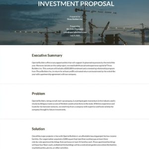 Construction Startup Investment Proposal Template
