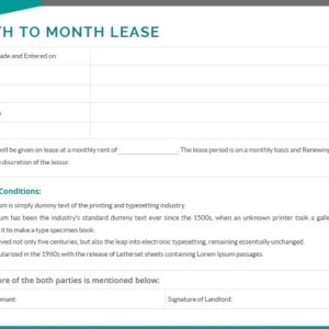 Month to Month Lease Template