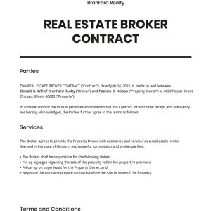 Real Estate Broker Contract Template