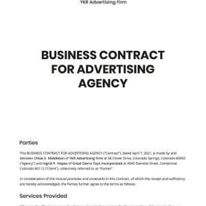Business Contract for Advertising Agency Template