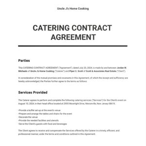 Catering Contract Agreement Template
