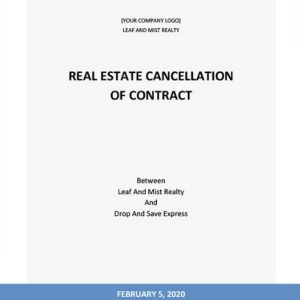Real Estate Cancellation of Contract Template