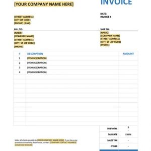 Invoice with Sales Tax Template