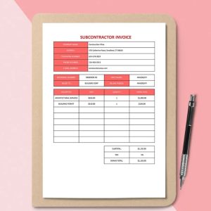 Subcontractor Invoice Template