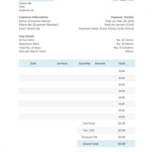 Hotel Invoice Template