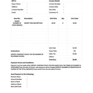 Restaurant Blank Invoice Template