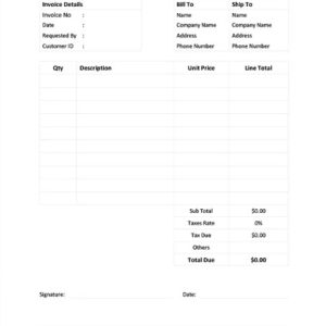 Restaurant Work Order Invoice Template