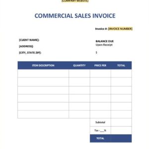 Commercial Sales Invoice Template