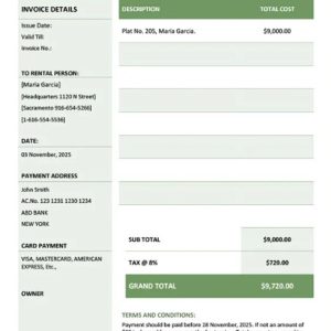 Simple Rental Invoice Template