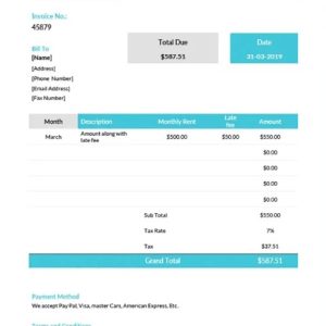 Late Rent Invoice Template
