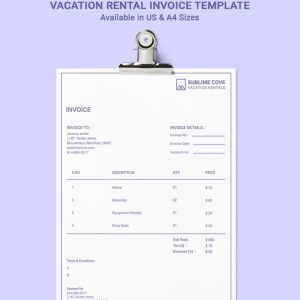 Vacation Rental Invoice Template