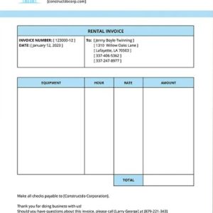Equipment Rental Invoice Template