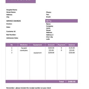 Medical Service Invoice Template