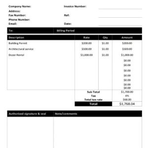 Construction Service Invoice Template