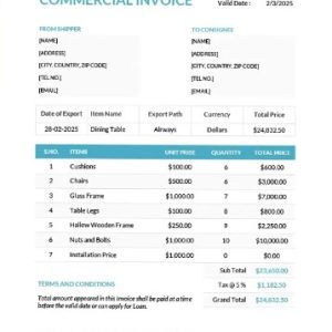 International Commercial Invoice Template