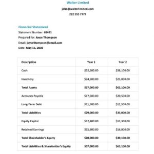 Financial Statement Template