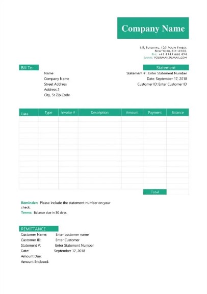 Sample Statement Template