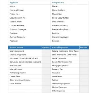 Personal Financial Statement Template