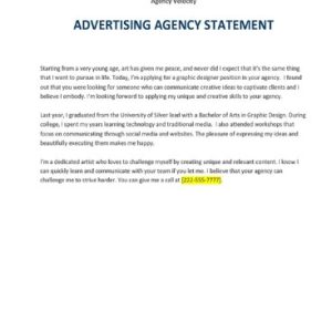 Basic Advertising Agency Statement Template