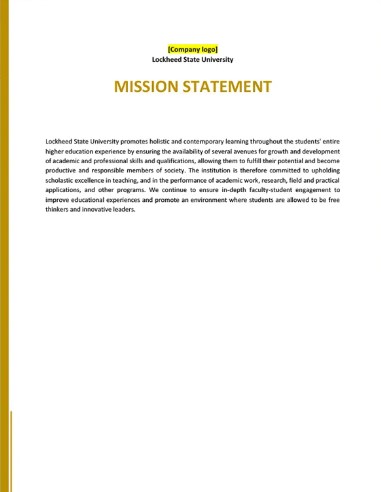 University Mission Statement Template – PreWrite